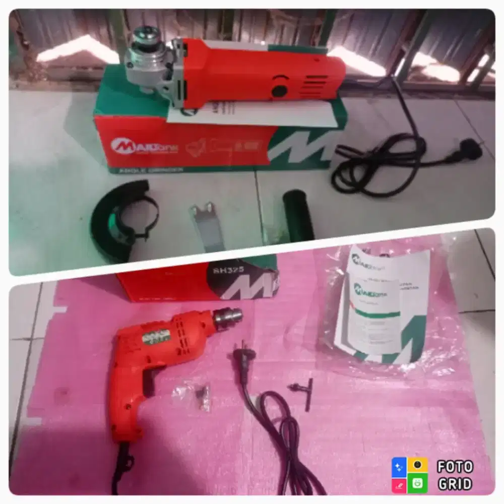 paketan mesin gerinda tangan dan bor listrik merk mailtank bagus