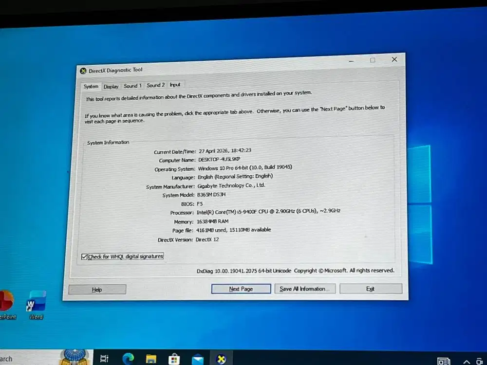 Pc Gaming i5 gen 9 ram 16 gb