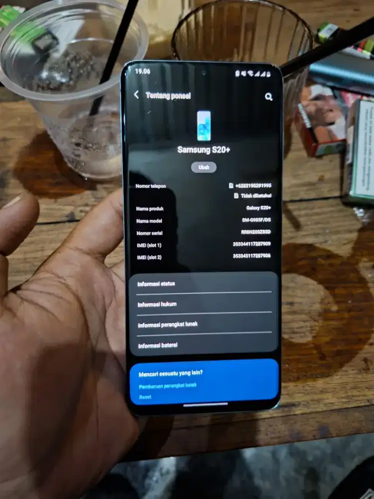 Samsung S20+ 8/128 GB No Minus Lengkap Ninggal Charger