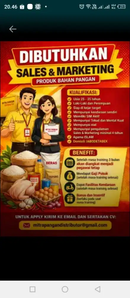 Lowongan kerja sales ayam fresh