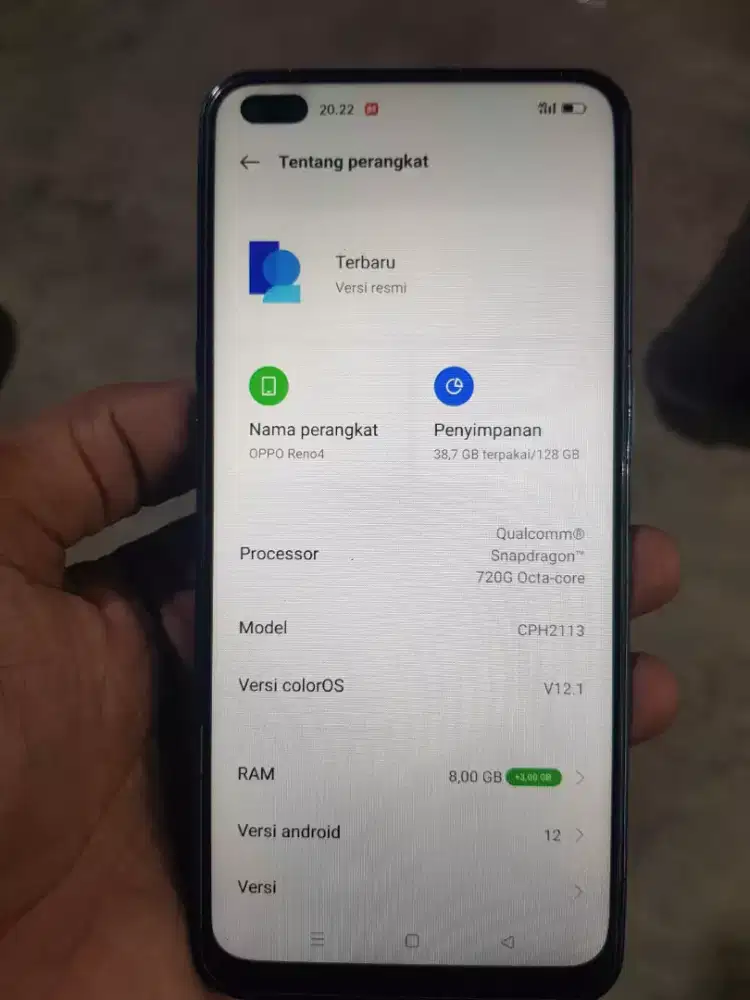 Jual hp opo reno 4 masih sangat bagus