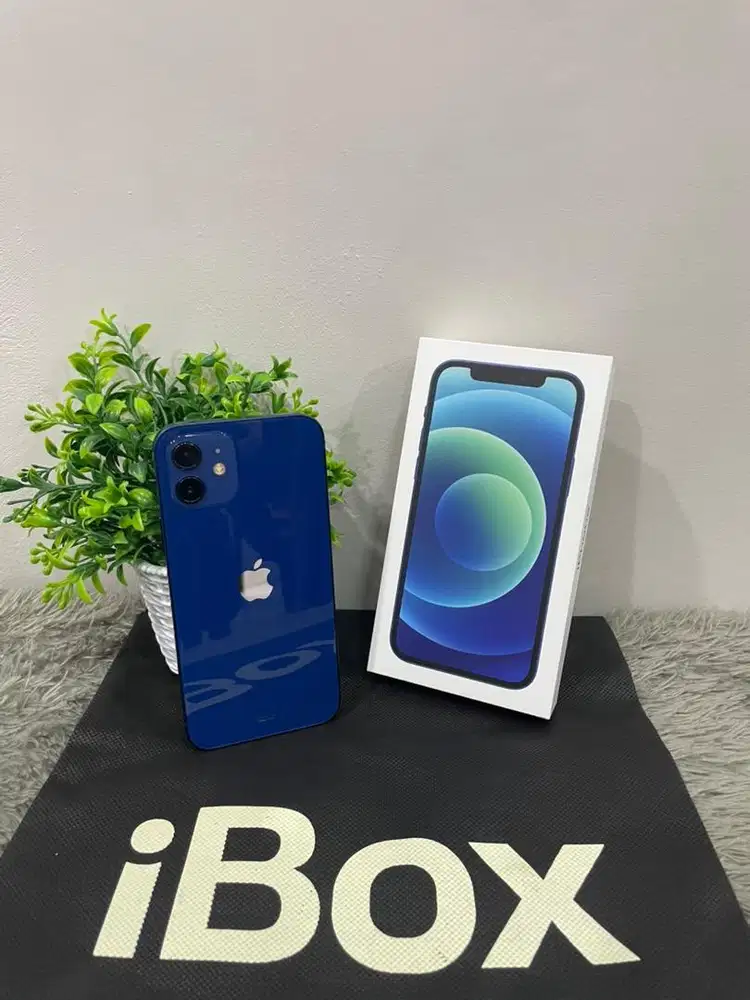 IPhone 12 128GB iBox Blue lengkap Fullset Ori BH 100% Sinyal Permanen