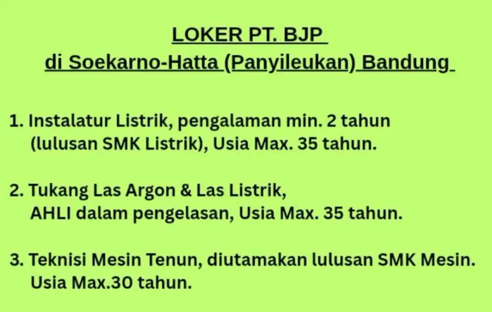 LOKER PABRIK TEKSTIL