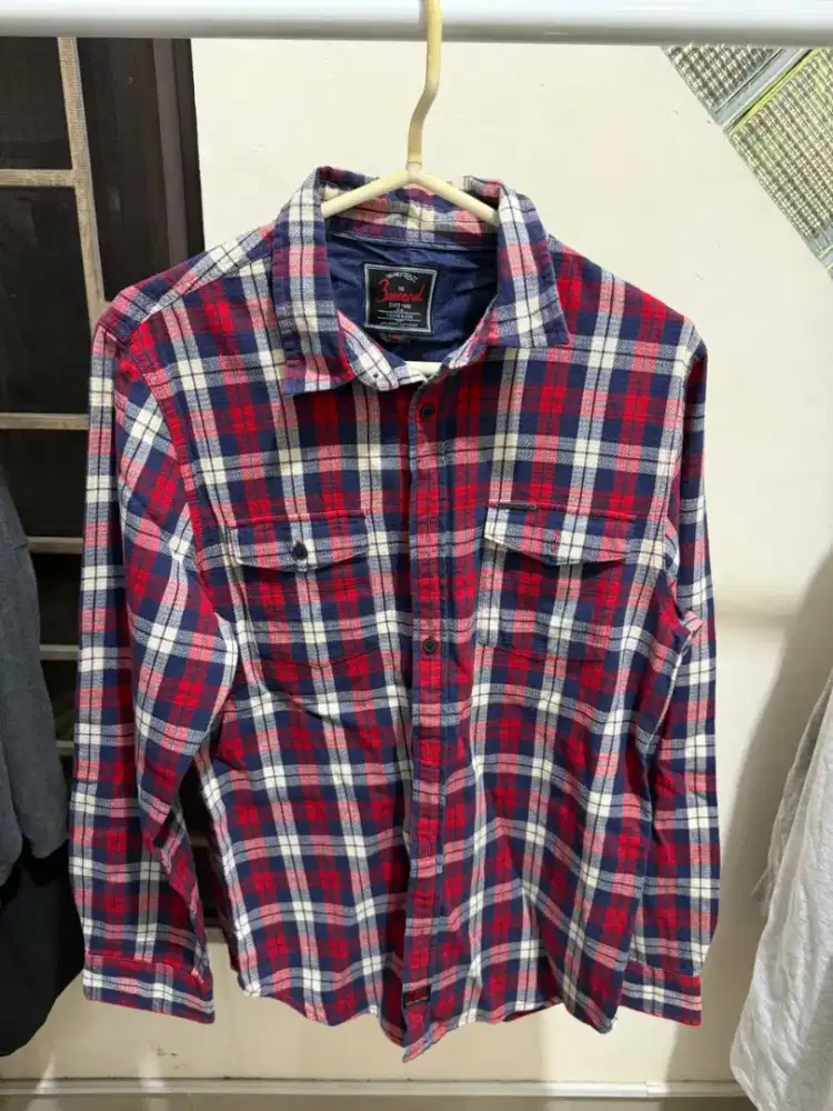 Kemeja Flannel Pria Merk 3second Size L