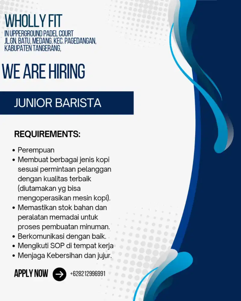 Dibutuhkan Junior Barista