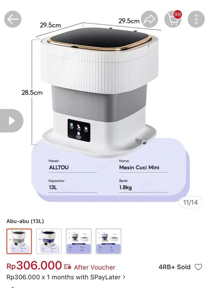 AllTou Mesin Cuci Portable 13L