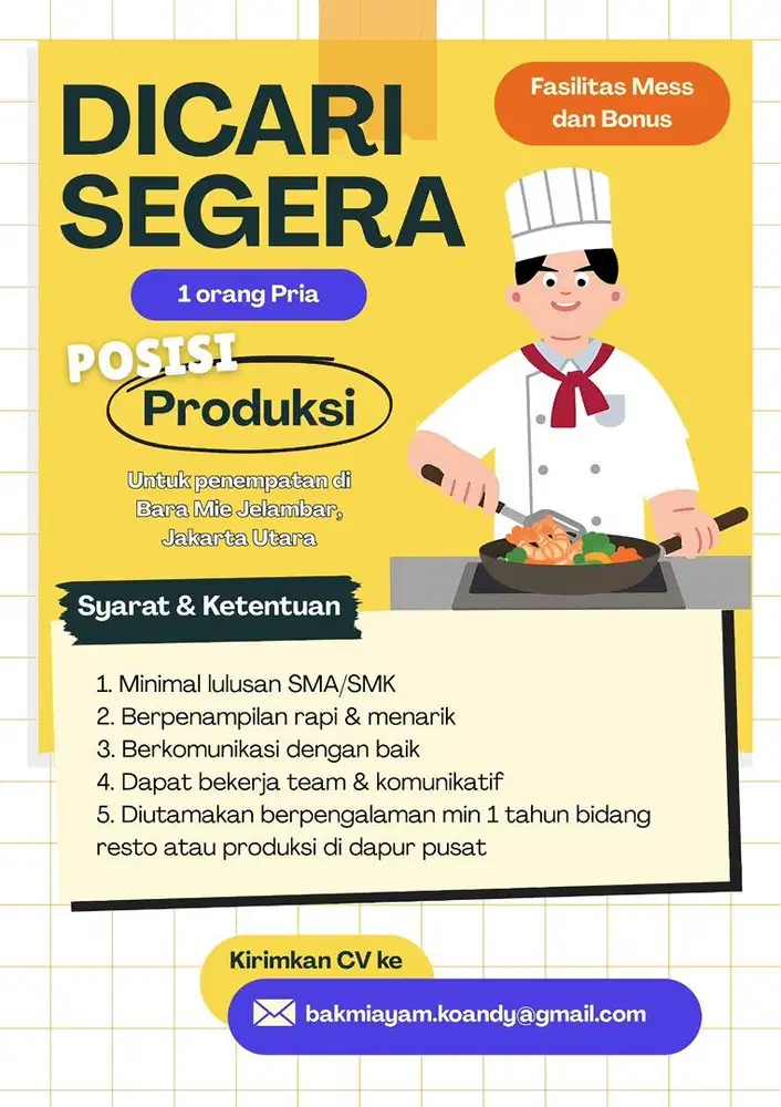 Dibutuhkan Cook Helper