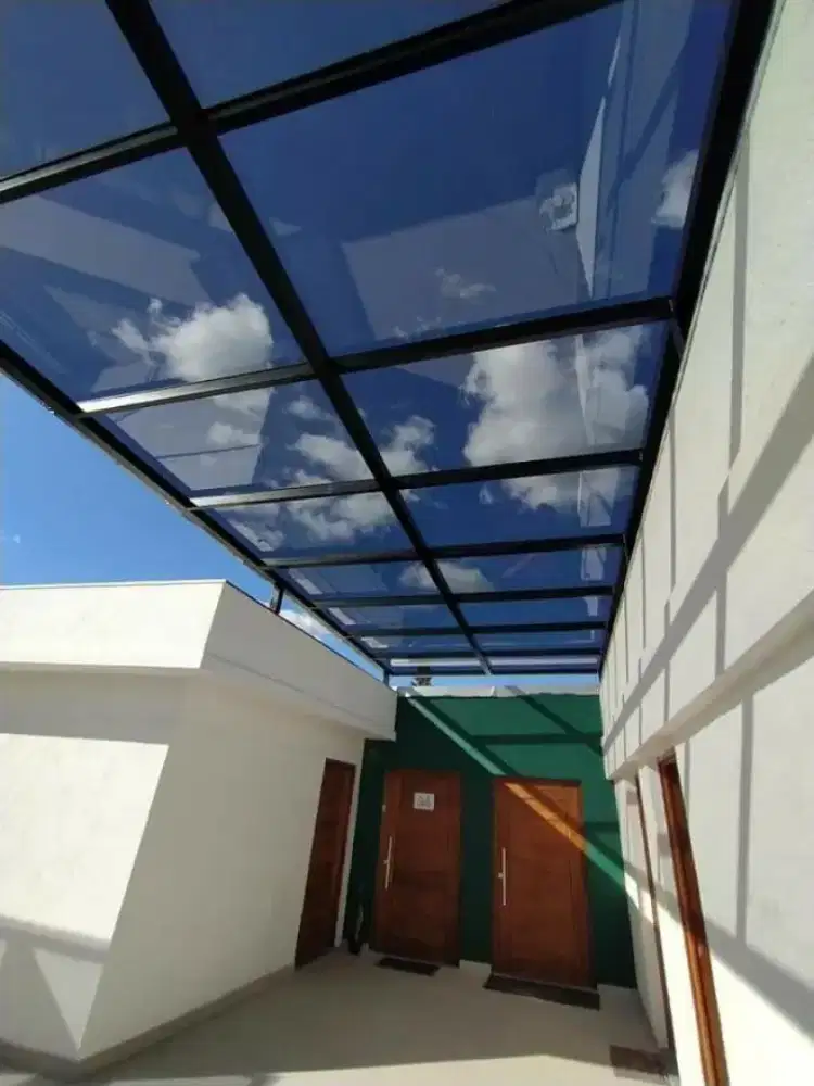 Kanopi solarflat rangka besi hollo galvanis berkualitas