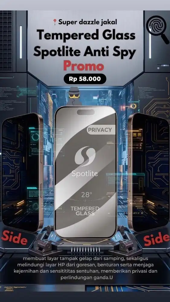 Tempered glass anti spy Spotlite