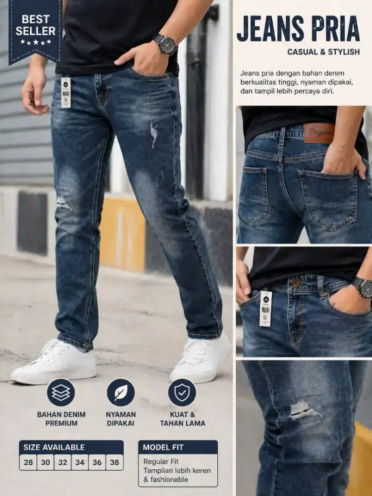 Celana jeans branded original Denim studio (GU) Murah size 32