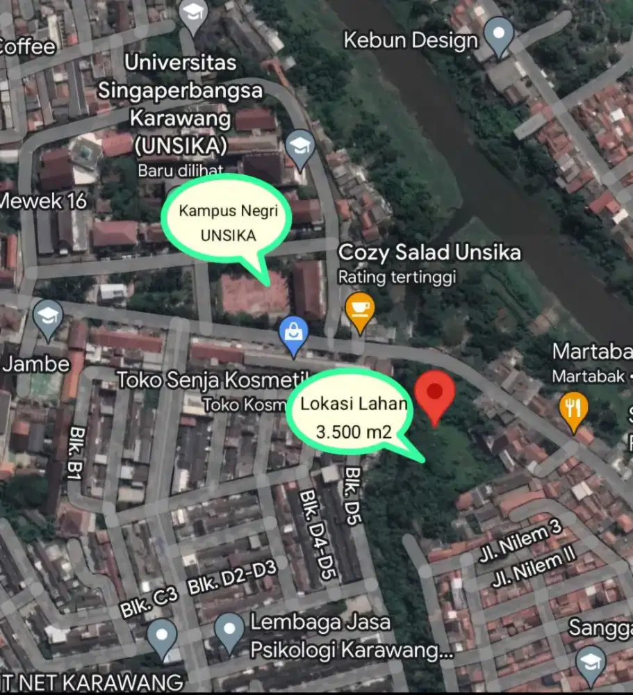 Jual tanah dekat kampus Unsika Karawang