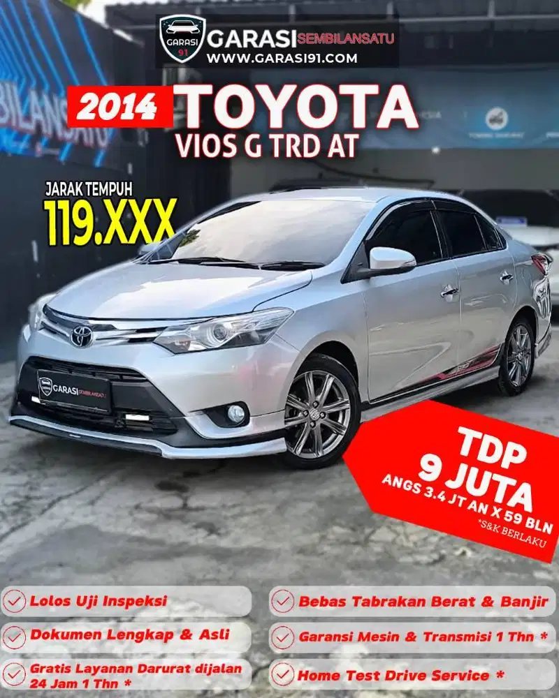 ‼️ TDP 8 juta Toyota Vios G TRD AT Tahun 2014