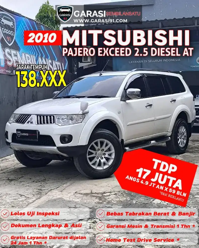 ‼️TDP 15 juta Mitsubishi Pajero 2.5 Exceed AT 2010 solar