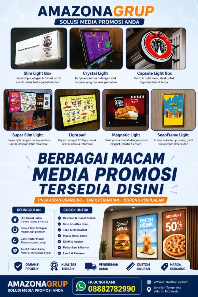 Slim light box media display promosi modern berbasis LED