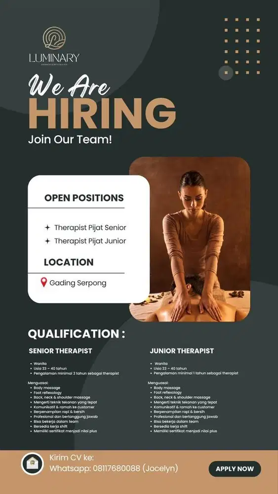 Cari lowongan therapist