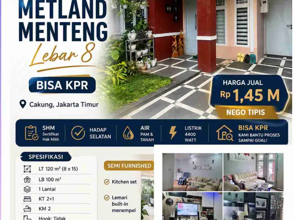 Dijual Cepat Rumah di Kawasan Elite Metland Menteng Cakung - Bangunan Kokoh, Nego Halus, Lokasi Strategis