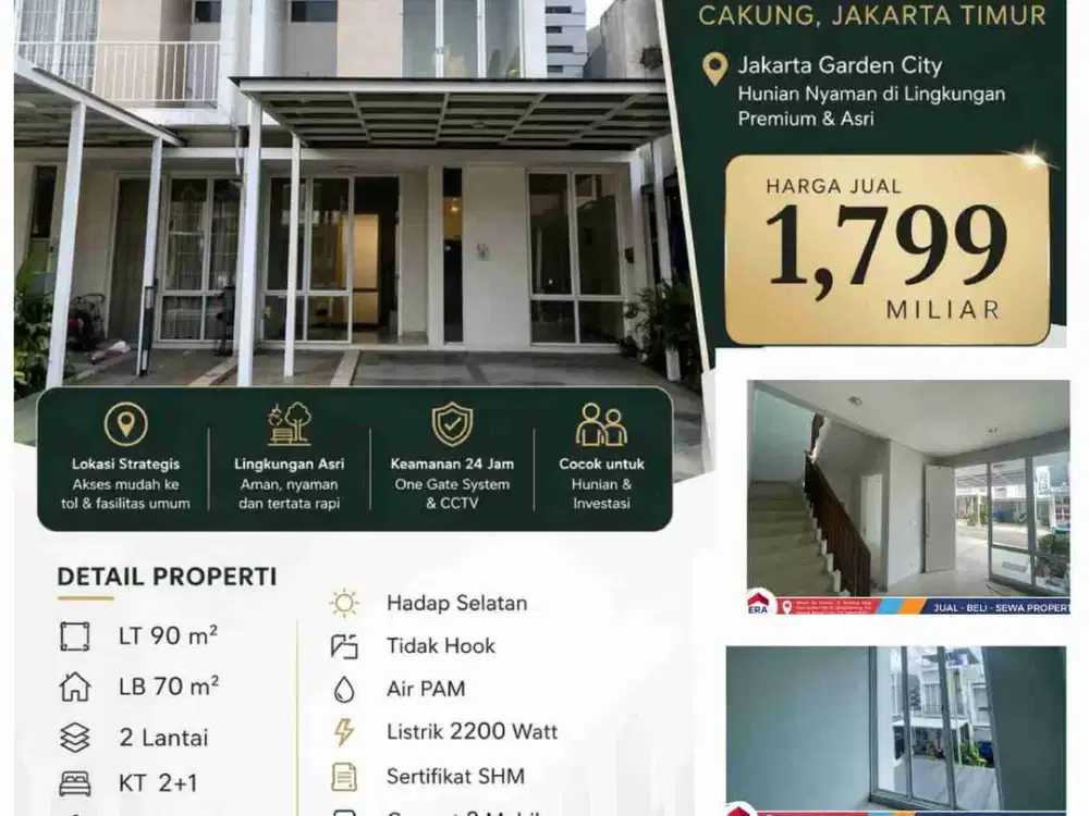 Dijual Rumah Cluster Yarra Jakarta Garden City, Lingkungan Premium & Nyaman