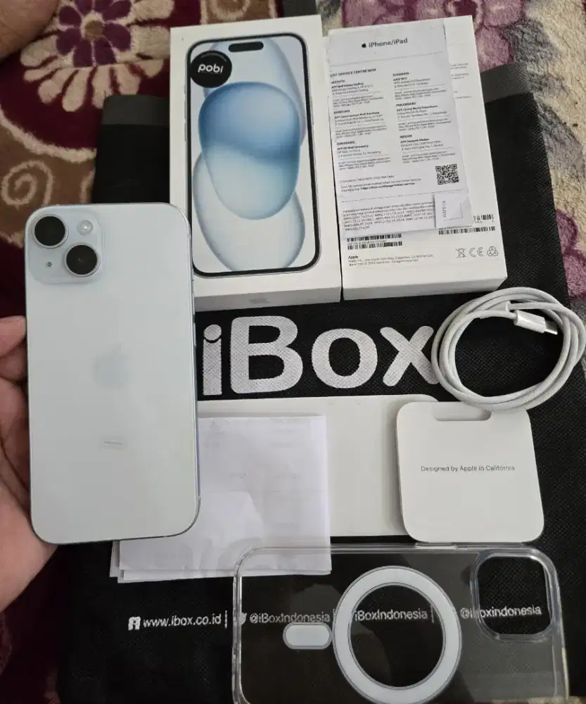 iphone 15 128gb resmi iBox,garansi 05-05-2026 battry health 94%,fulset