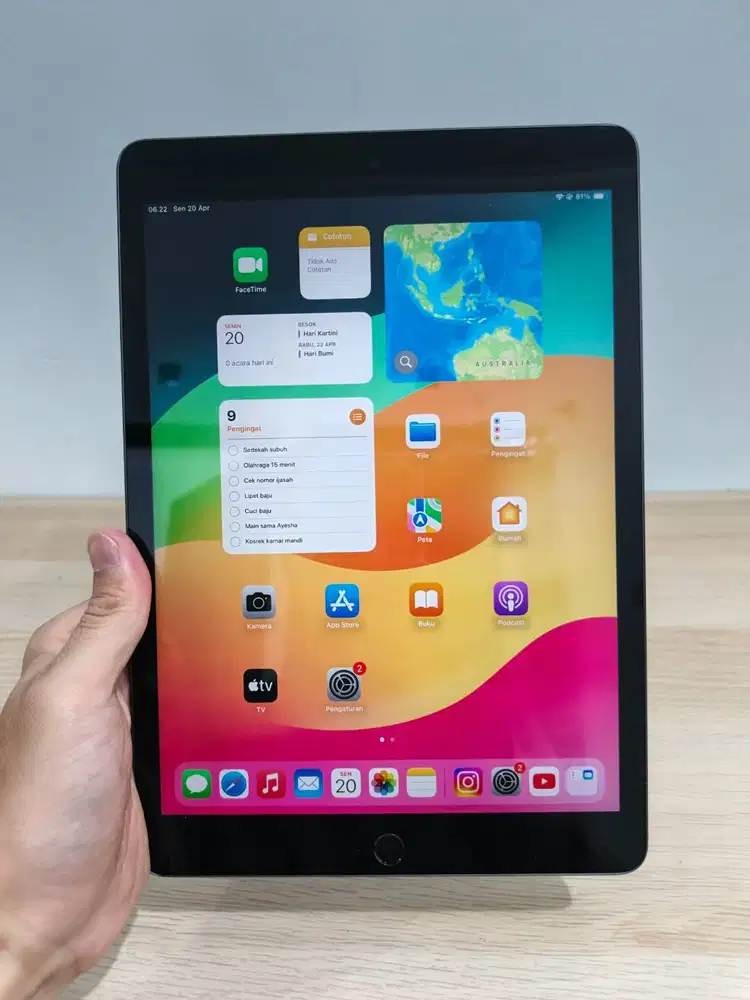 Apple iPad 9 Grey Wifi 64GB iPad OS 17 Kondisi Mulus 10 11 Air 4 5