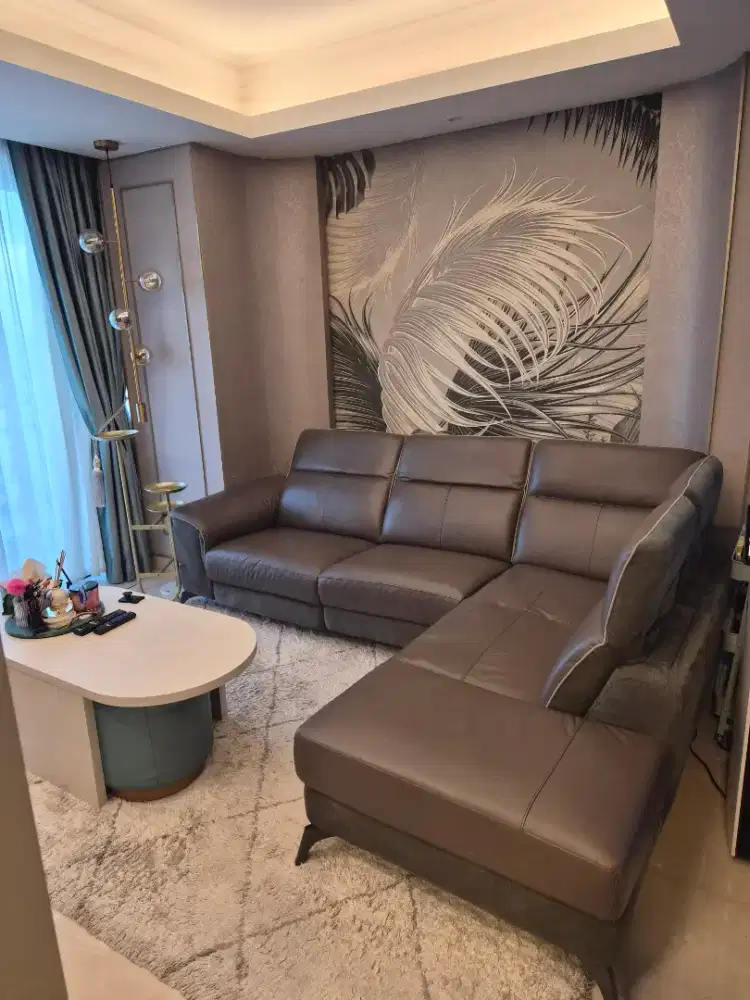 Sofa leather dark grey