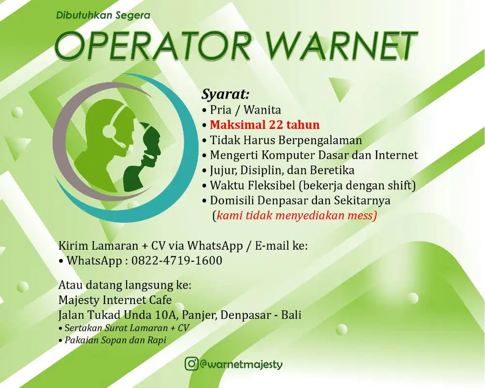 OPERATOR WARUNG INTERNET / WARNET