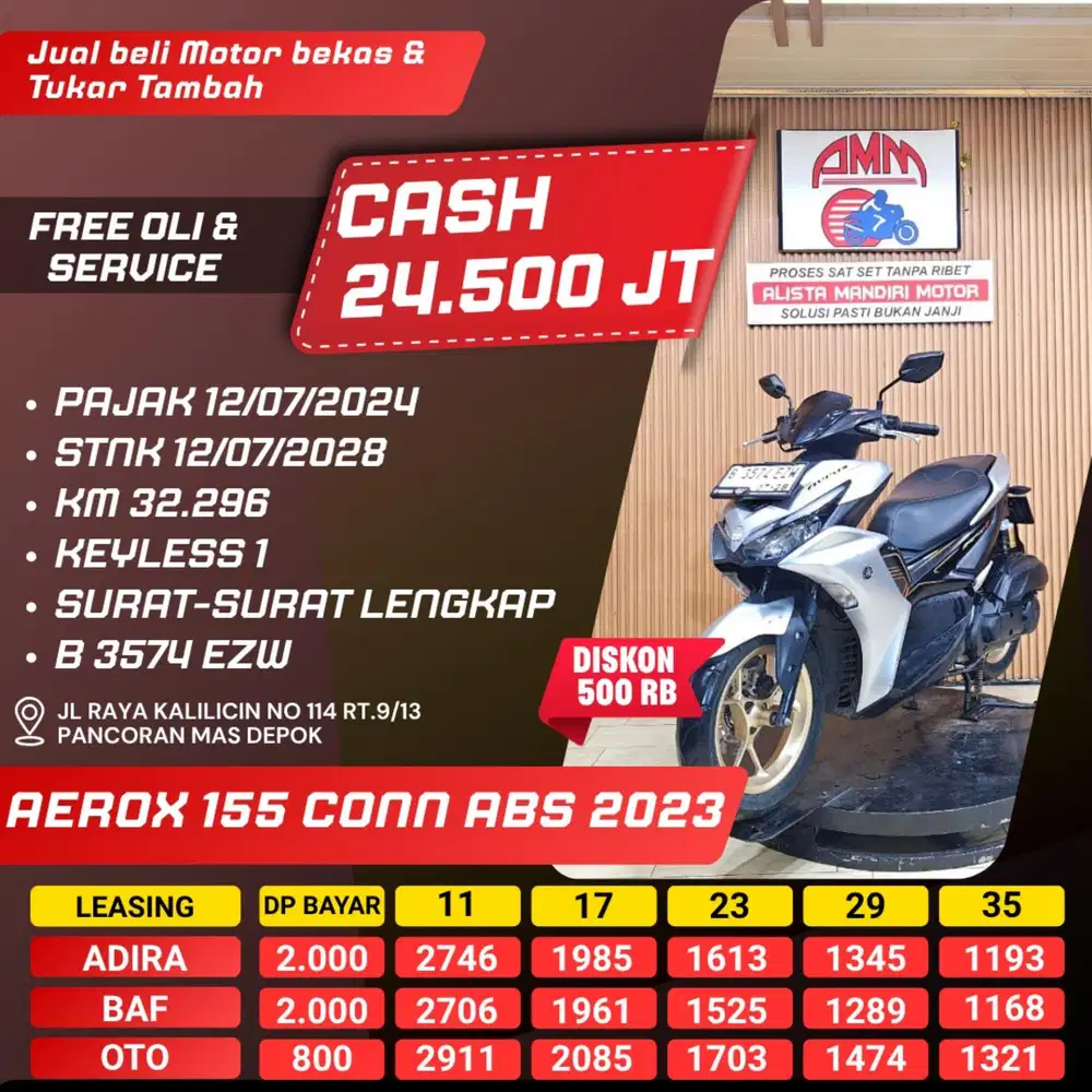 AEROX 155 CONN ABS 2023 DP 800 CASH / KREDIT ALISTA