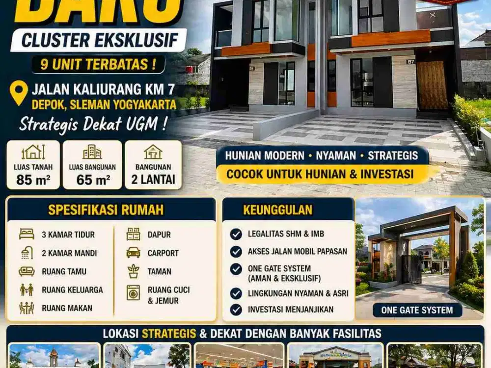 Rumah Baru 2 Lantai Cluster Eksklusif Dekat UGM – Jakal KM 7 Sleman