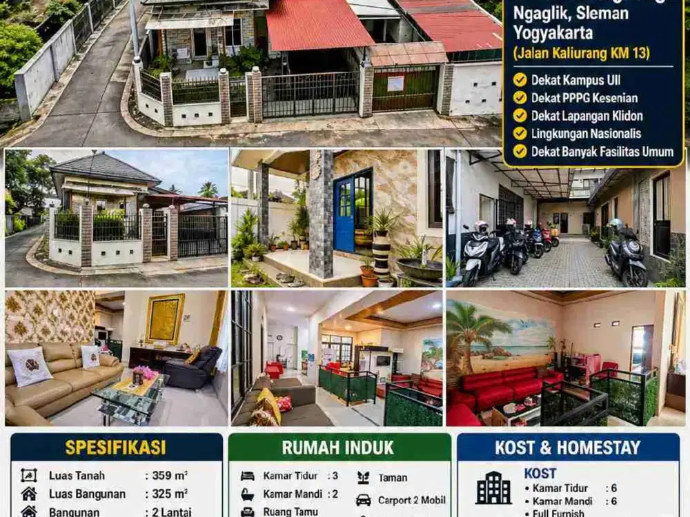 Rumah + Kost + Homestay Aktif Sleman Jogja – Full Income 1,9 M!