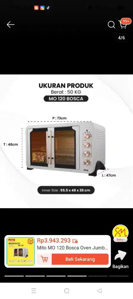 JUAL MURAH OVEN MITO BOSCA 120LITER DOUBLE DOOR BARU