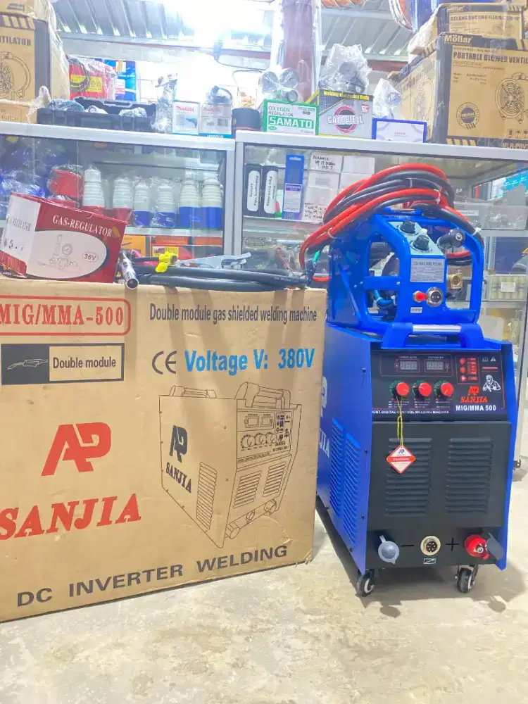 MESIN LAS MIG CO2 500A AP SANJIA 3 PHASE LISTRIK INVERTER IGBT 3 PHASE