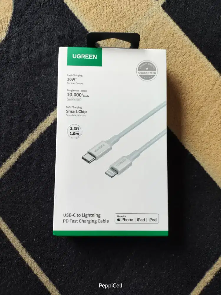 Kabel Charger iphone Ugreen USB C to Lightning 1m Braided Nylon Black