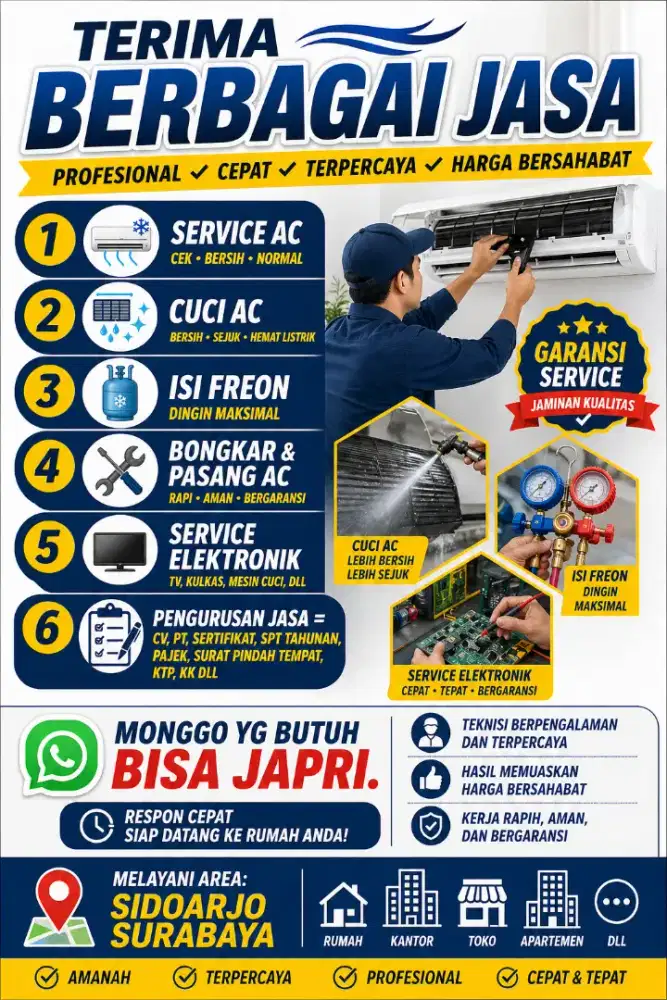 Jasa Service AC & Elektronik + Pengurusan Dokumen Surabaya Sidoarjo