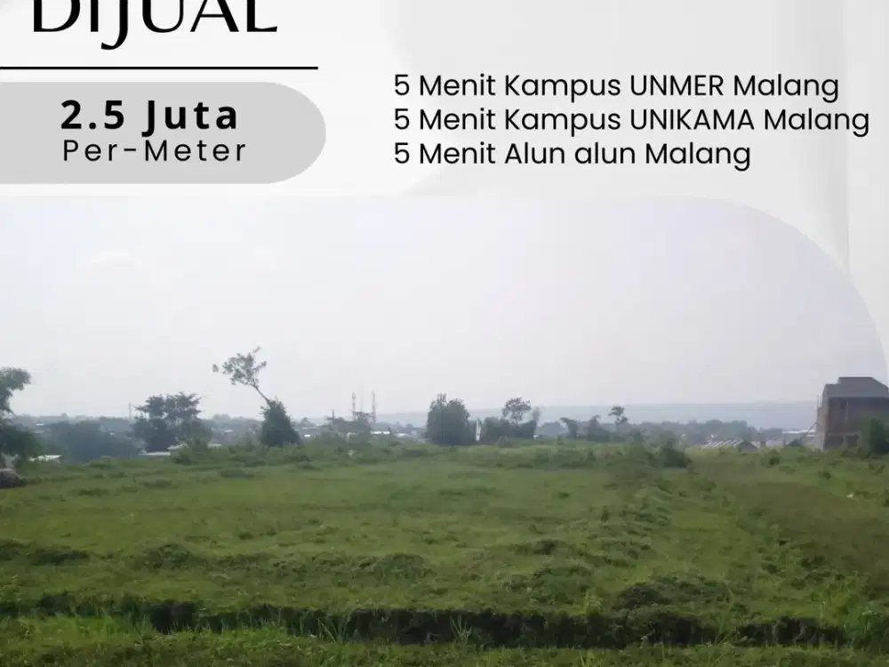 Tanah Dijual 5 Menit Kampus UNMER Malang Sertifikat