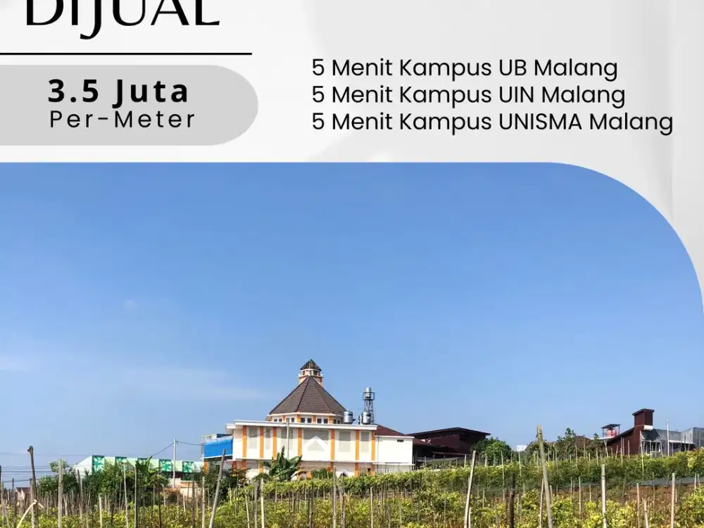 5 Menit Kampus Brawijaya Malang Jual Kavling Sertifikat Pecah