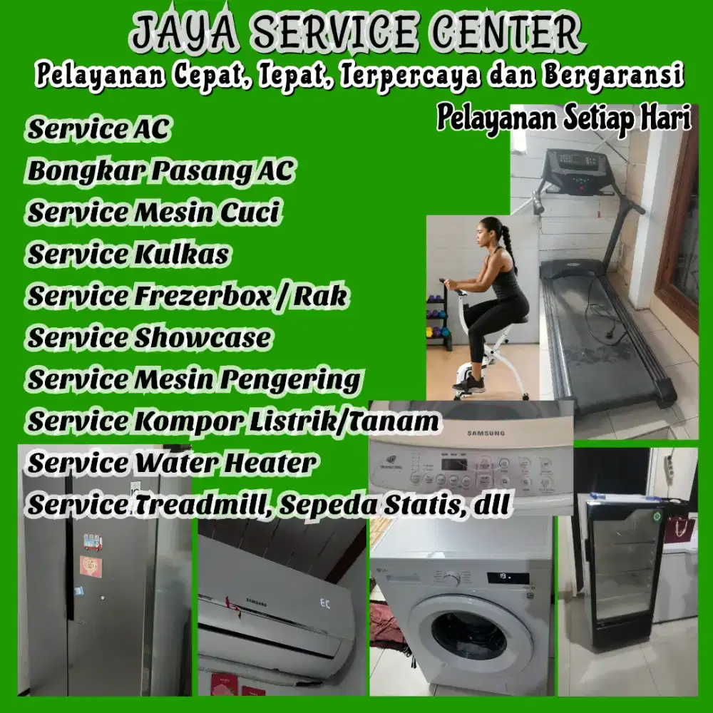 Service AC Mesin Cuci Kulkas Bongkar Pasang AC Treadmill Sepeda Statis