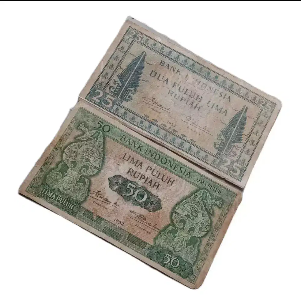 SERI BUDAYA 25 + 50 RP DUIT KUNO KERTAS KOLEKSI