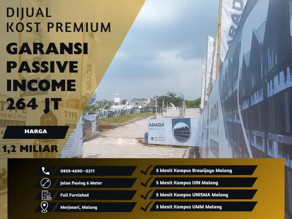 SHM Pecah 5 Menit Kampus UMM Malang Full Perabot Jual Rukost