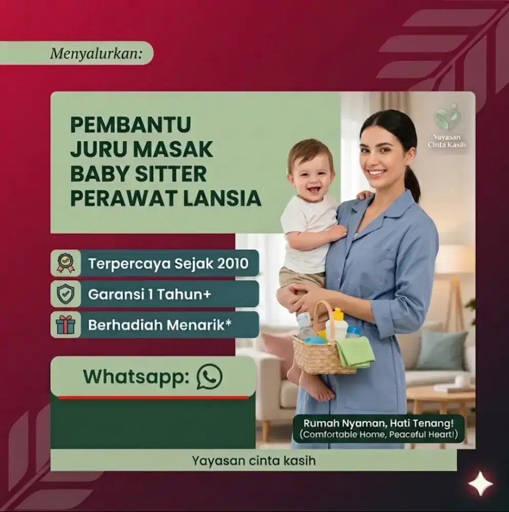 Sedia art,pembantu, baby sitter, perawat lansia