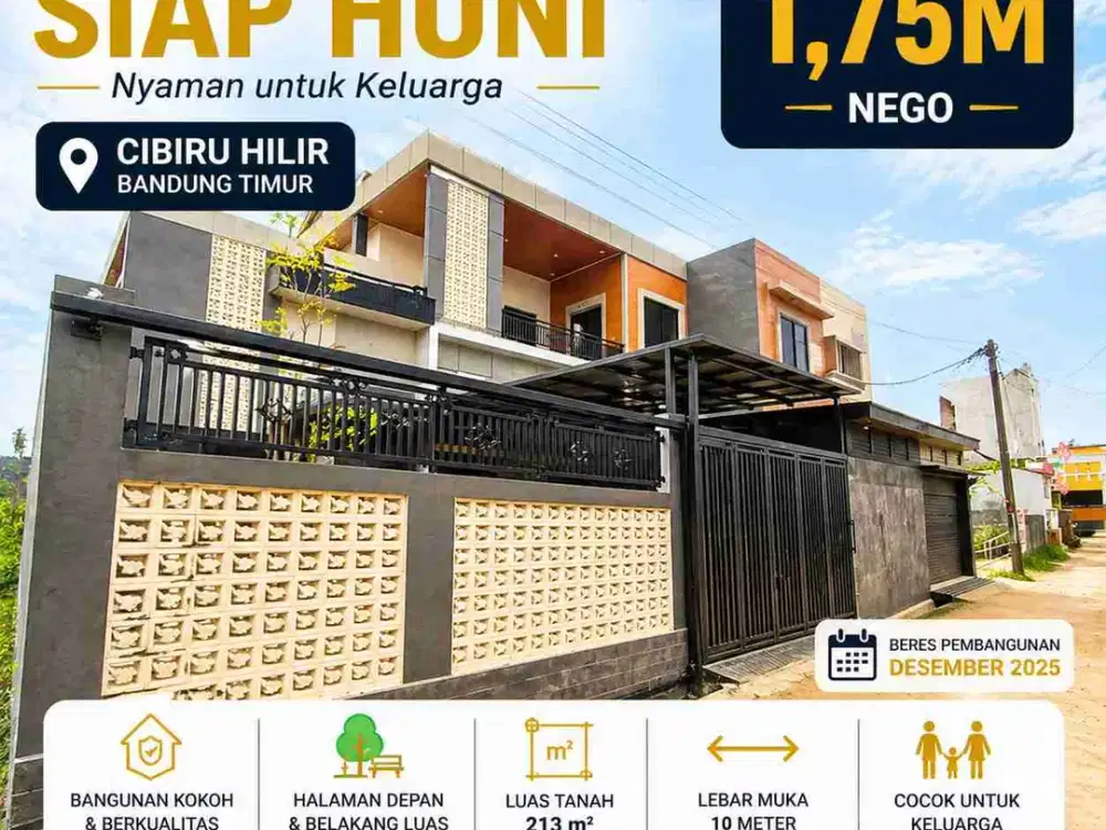 RUMAH BARU 2 LANTAI LT 213m² – TAMAN & GAZEBO, JARANG ADA DI CIBIRU!
