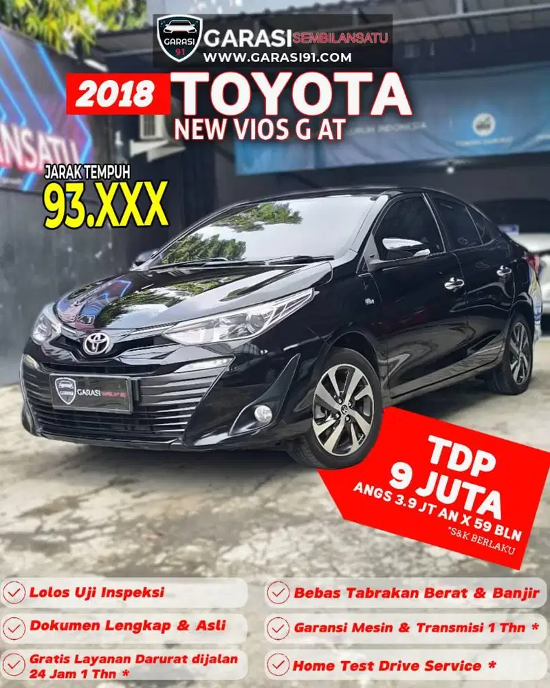 ‼️TDP 9 juta Toyota New Vios G AT Tahun 2018