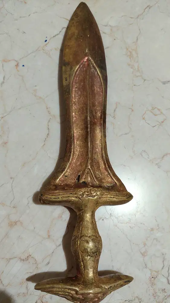 Kadga Perunggu Kaca Sepuh Tua Asli