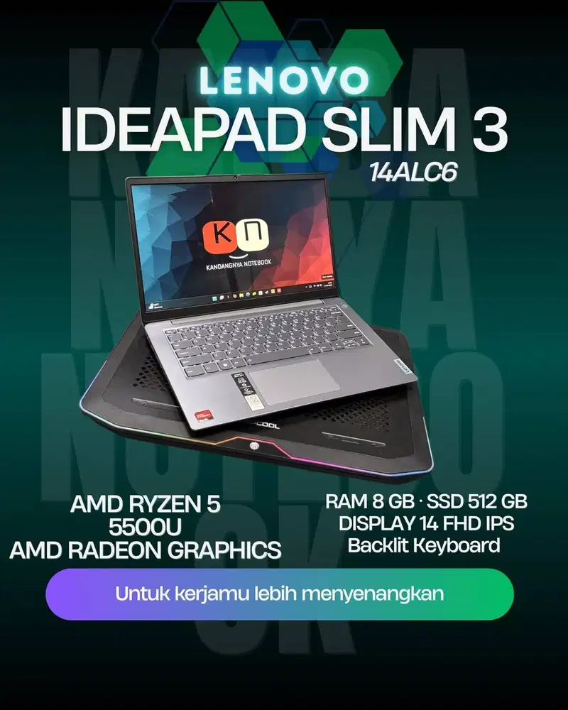 Lenovo Ideapad Slim 3 14ALC6 Ryzen 5 5500U RAM 8GB /512GB Layar 14inch