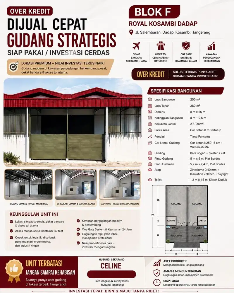DIJUAL CEPAT / OVER KREDIT GUDANG STRATEGIS
