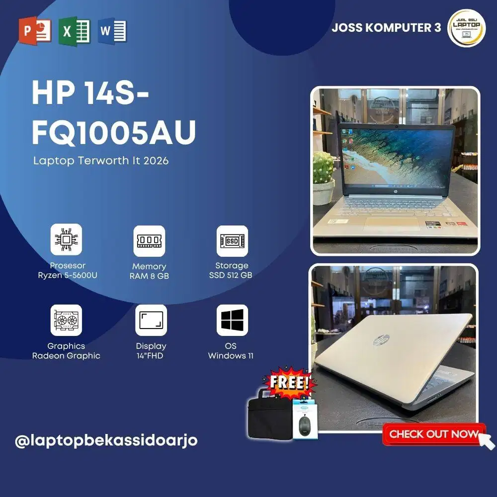 HP 14S-FQ1005AU//RYZEN 5-5500U//SSD 512 GB