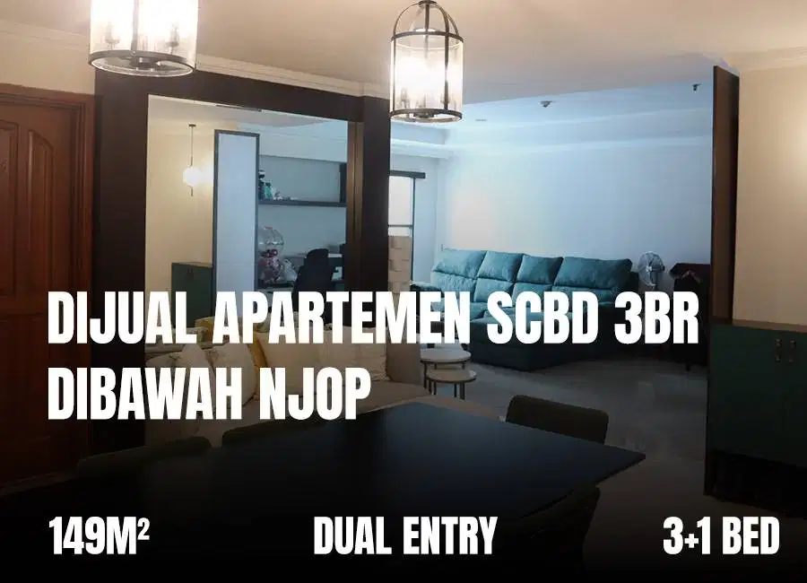 DIJUAL APARTEMEN SCBD LUAS 3+1 BED DIBAWAH NJOP TANPA PERANTARA