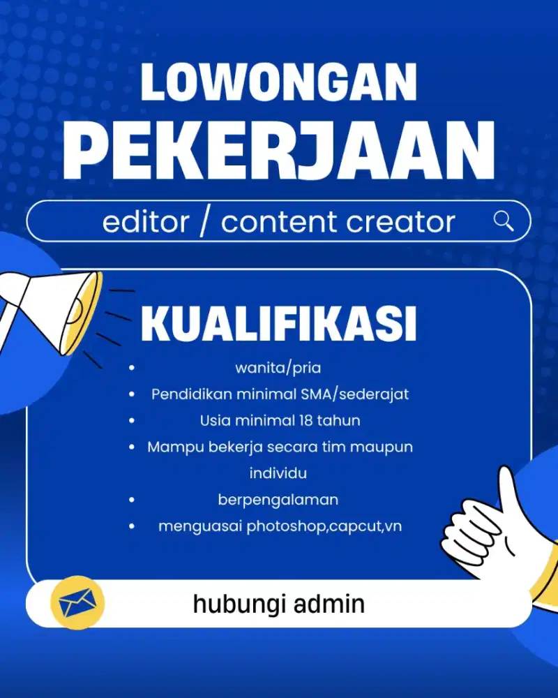 DIBUTUHKAN HOST LIVE DAN EDITOR MINAT HUBUNGI