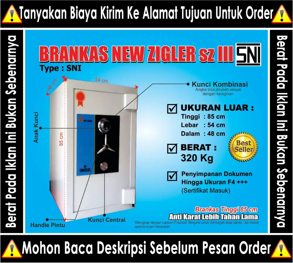 Brankas Zigler Size 2 Tahan Api Safety Box Cash Box
