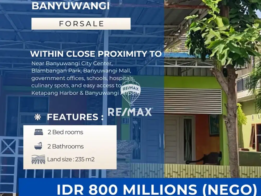 RUMAH BAGUS – LOKASI STRATEGIS KOTA BANYUWANGI    Perumahan Residens Laguna