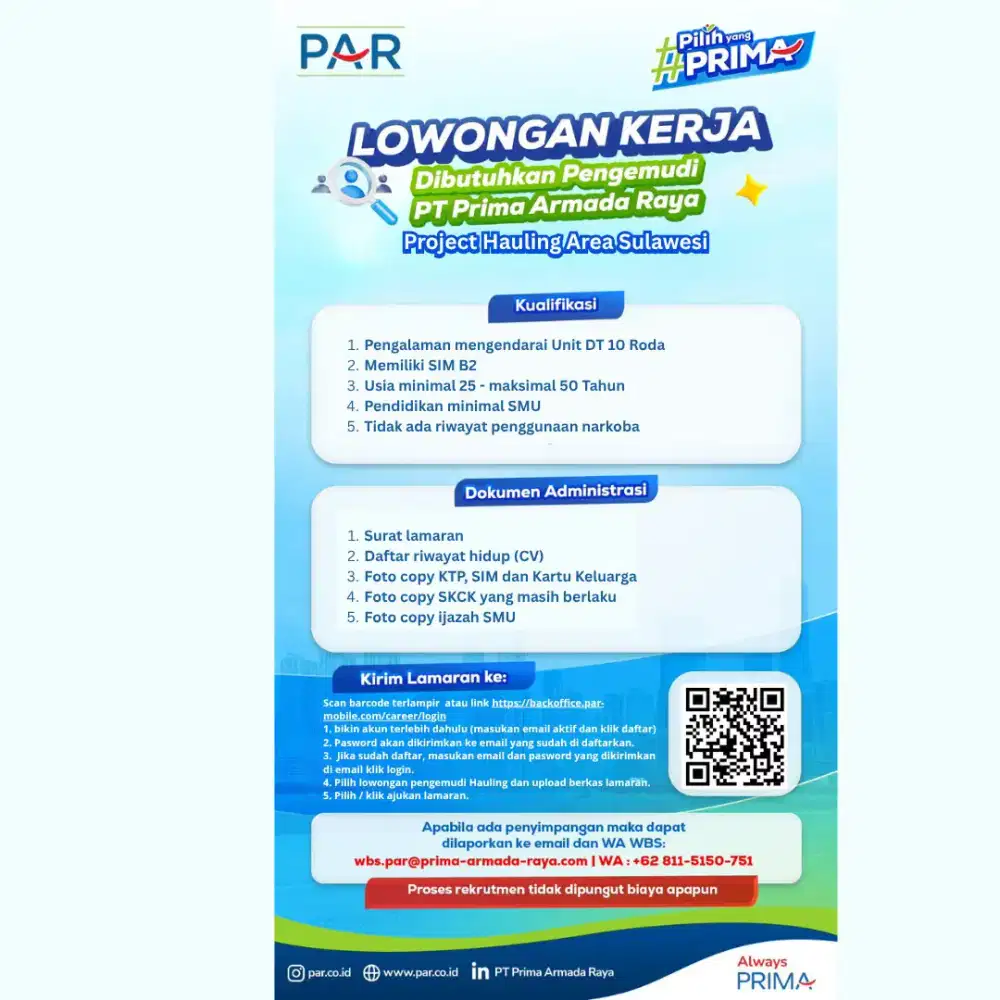 Dibutuhkan pengemudi hauling