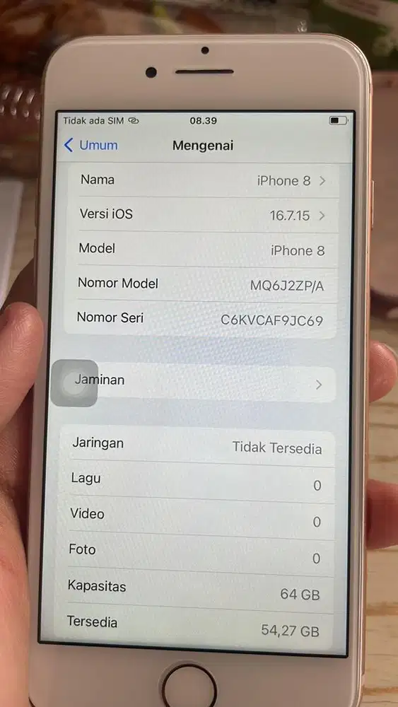 BU iphone 8 64GB Gold ex inter singapure